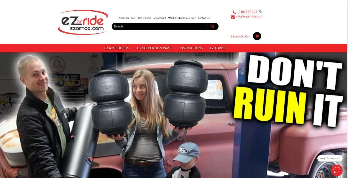 ezarride.com website by Twining Original Design