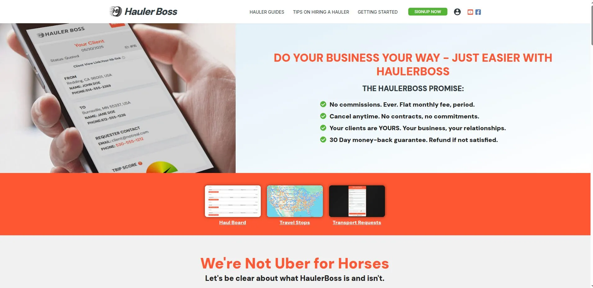 haulerboss.com website by Twining Original Design